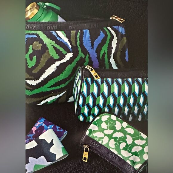 DVF x Target Black Green White Disco Zebra Arrow Geo Ginkgo 3 pack Travel Set - Picture 1 of 12